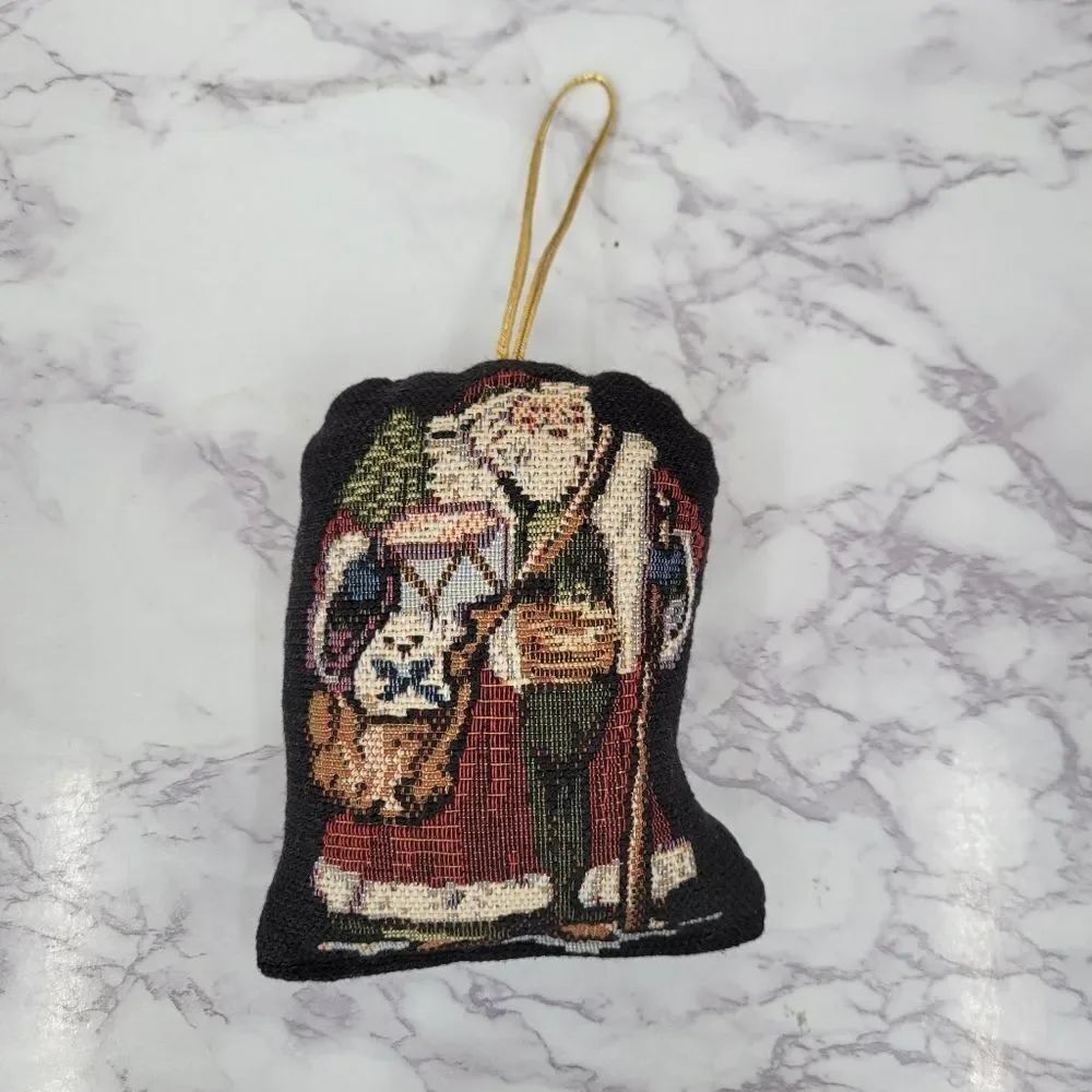 Vintage Santa Claus Tapestry Pillow Christmas Ornament